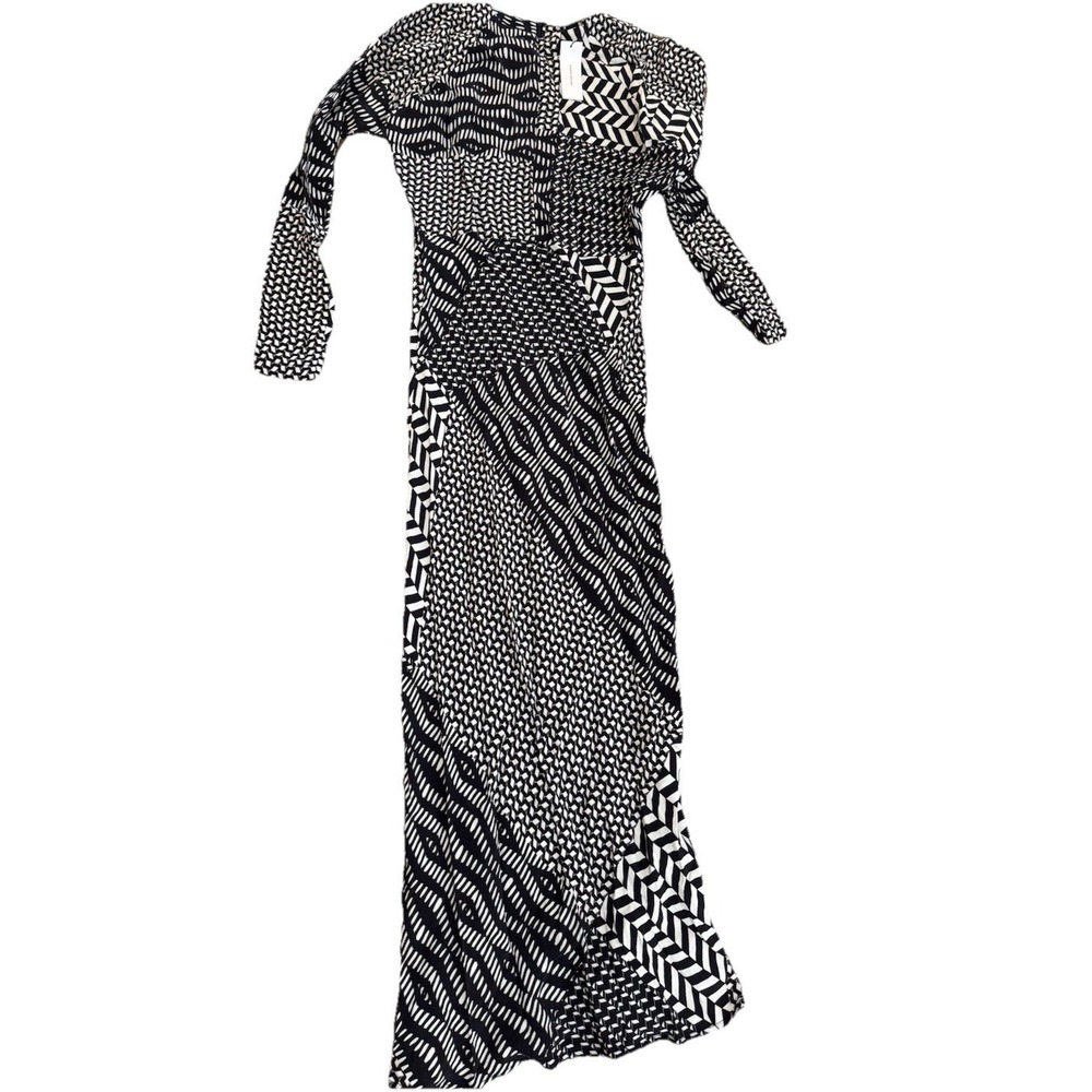 Karen Millen Geo Print Abstract Op Art Midi Dress Morocain NWT $350.00 UK 8 US 4 - Picture 7 of 11